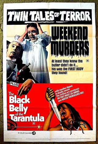 " Black Belly Of Tarantula " & " Weekend Murders " / Combo 27x41 Poster 1972 Horror