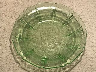 Cherry Blossom Green Depression Glass Jeannette Flat Soup Bowl Vintage 2
