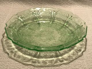 Cherry Blossom Green Depression Glass Jeannette Flat Soup Bowl Vintage 3