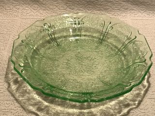 Cherry Blossom Green Depression Glass Jeannette Flat Soup Bowl Vintage 4