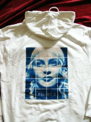 Madonna Madame X Skull Cap Braids Blue Checker White Hoodie Sweatshirt