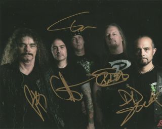 Overkill Band Real Hand Signed Photo 2 Autographed By 5 Members