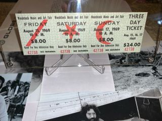 Woodstock 1969 3 Day Tickets Jimi Hendrix Janis Joplin In Lucite Case L