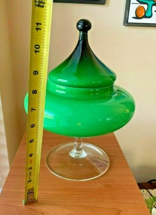 Empoli Mid Century Apothecary Jar,  MCM,  Cased Lime Green,  piece 4