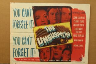 Unsuspected Movie Poster 1947 Joan Caulfield Claude Rains 28 " X 22 "