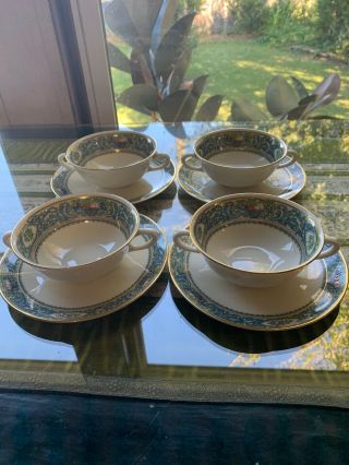 Lenox Autumn Gold Stamp Double Handled Cream Soup Bowl Set Of 4