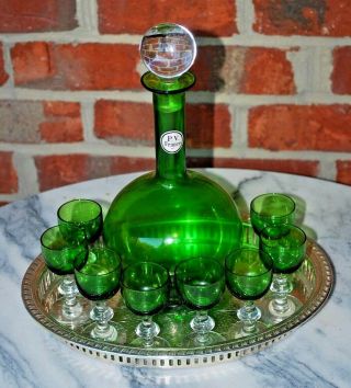 Green French Portieux Vallerysthal Pv Decanter Bottle 11 " H France Antique & Glas