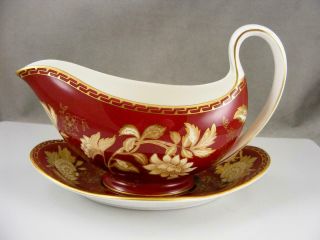Wedgwood " Ruby Tonquin " Two Piece Gravy Boat