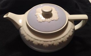 Vintage Wedgewood Of Etruria Barlaston Teapot Light Blue With White Trim