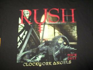 2012 Rush " Clockwork Angels " Concert Tour (med) T - Shirt Geddy Lee Peart Lifeson