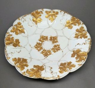 Meissen Porcelain Plate Charger Centerpiece Bowl Gold Gilt Leaves Rococo C.  1800s