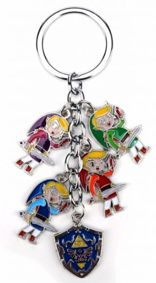 The Legend Of Zelda Shield And Characters 5 Charm Keychain Keyring
