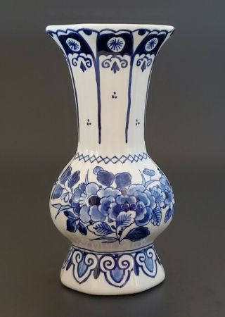 De Porceleyne Fles Vase Royal Delft Handpainted 5 1/2 " Blue Floral