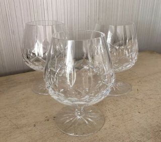 Set Of 3 Waterford Crystal Lismore Pattern Brandy Liquor Snifter Glasses 5.  25”