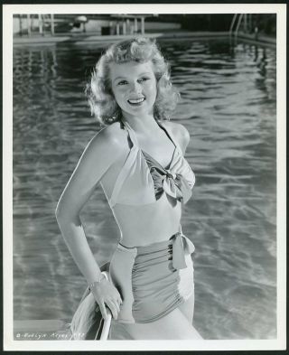 Evelyn Keyes Stunning In Bathing Suit Vtg 1940s Ned Scott Stamp Photo