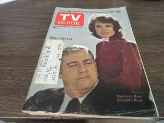 Vintage Tv Guide Feb 5th 1972 - Raymond Burr,  Elizabeth Baur - Very Good