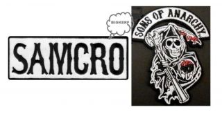 2 Sons Of Anarchy Patches Grim Reaper & Samcro Biker Roadgear - Iron Or Sew On