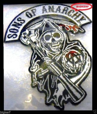 2 SONS OF ANARCHY PATCHES GRIM REAPER & SAMCRO BIKER ROADGEAR - IRON OR SEW ON 2