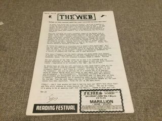 Marillion - The Web - Fanclub Issue 3.  5 - 1982 - Rare - Handwritten Tour Dates