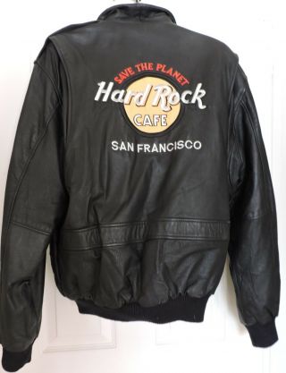 Vintage Hard Rock Cafe San Francisco Save The Planet Leather Jacket Coat Ladies