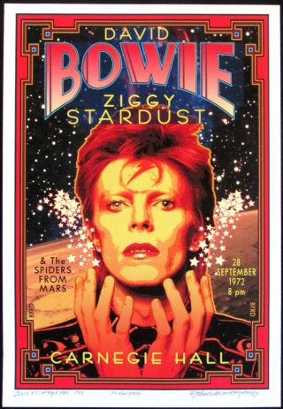 Honoring David Bowie At Carnegie Hall 1972 Poster Signed A/p David Byrd
