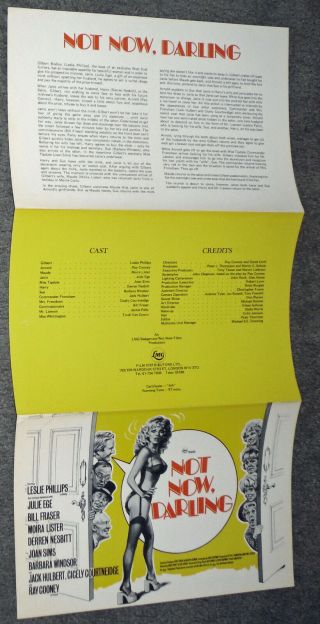NOT NOW,  DARLING U.  K.  1974 sales brochure JULIE EGE/BARBARA WINDSOR 3