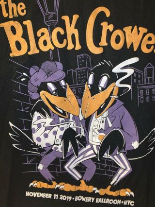 THE BLACK CROWES NYC BOWERY BALLROOM 11/11/19 EVENT T SHIRT 2XL 1st SHOW REUNION 2