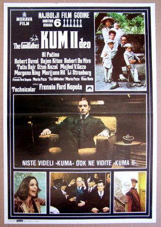The Godfather Part Ii - Al Pacino/r.  De Niro - Yugoslav Movie Posters 1976