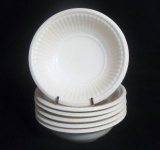 Vintage Wedgwood Edme Set Of 6 Cereal Bowls - Off White,  Ribbed Rim - England