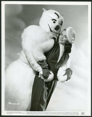 Dorothy Malone W Snowman Vintage 1940s Winter Themed Portrait Photo