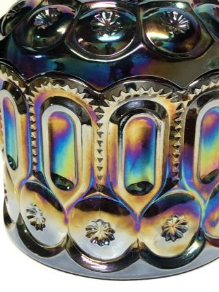 CARNIVAL GLASS MOON & STARS AMETHYST BISCUIT JAR L.  E.  SMITH - WOW 4