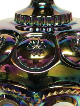 CARNIVAL GLASS MOON & STARS AMETHYST BISCUIT JAR L.  E.  SMITH - WOW 6