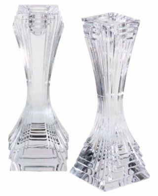 Mikasa Crystal Art Deco City Lights 10 - Inch Candle Holders Set Of 2