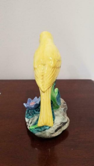 Vintage Signed Stangl Pottery Yellow Left Facing Canary Bird w/Blue Flower 3747 3