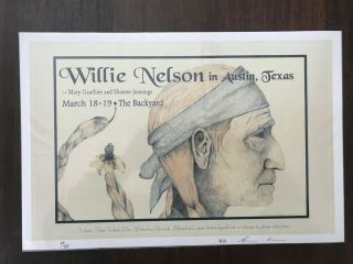 Willie Nelson Mary Gauthier Shooter Jennings - Rare - Concert Poster Austin,  Tx