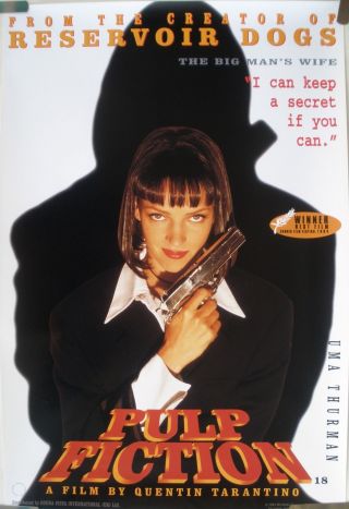 Rare Pulp Fiction Uma Thurman 1994 Vintage Movie Promo Poster