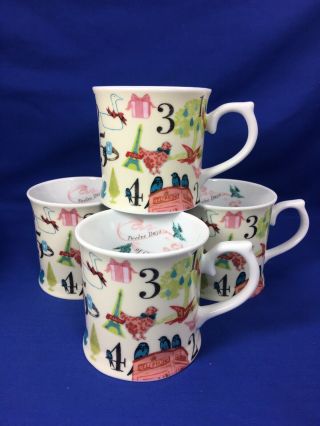 Rosanna Twelve Days Of Christmas Tankard Style Coffee Mugs Set Of 4