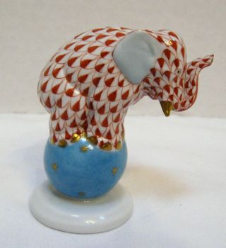 Herend Red & Blue Fishnet Elephant Standing On Ball