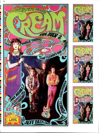Cream Poster Saville Theater 1967 2005 Litho Uncut Proof Signed Bob Masse