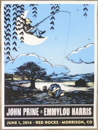 2014 John Prine & Emmylou Harris - Red Rocks Silkscreen Concert Poster By Odell