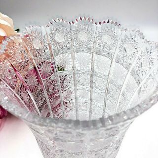 Bohemian Vintage Crystal Cut Vase - Queen Lace Pattern,  Cut Crystal