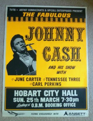 Johnny Cash Hobart Poster For 70’s Oz Tour