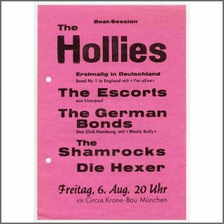 The Hollies 1965 Circus Krone Munich Concert Handbill (germany)