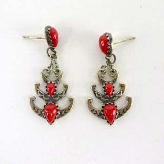 Miranda Lambert Unlabeled Silver - Colored Red Stone Dangle Earrings
