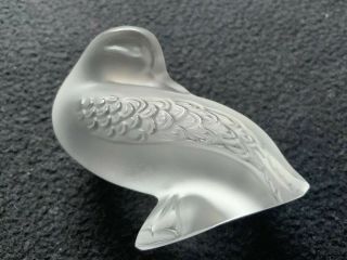 LALIQUE Frosted Crystal Glass Small DUCK Ornament Signed & Boxed 3