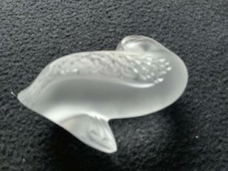 LALIQUE Frosted Crystal Glass Small DUCK Ornament Signed & Boxed 4
