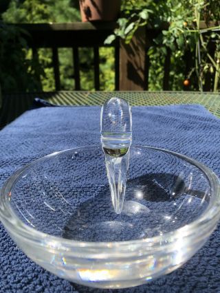 Steuben - Signed Crystal Mid Century Modern Hand Blown Art Glass Dish Bowl 2