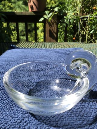 Steuben - Signed Crystal Mid Century Modern Hand Blown Art Glass Dish Bowl 3