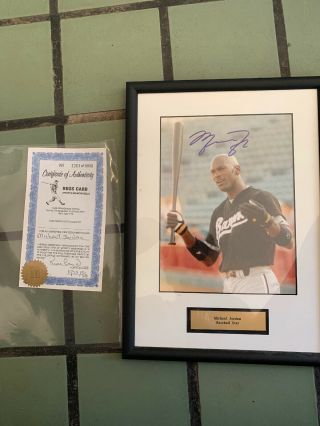 Michael Jordan Autographed Baseball Picture - Certificate Of Authenticity