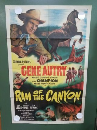 1949 Rim On The Canyon One Sheet Poster 27x41 " Gene Autry Western Musical